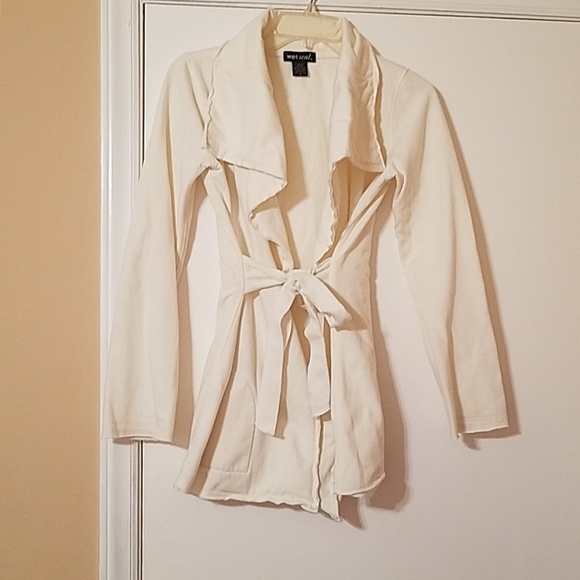 Wet Seal Jackets & Blazers - Off-white fleece lightweight jacket